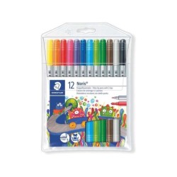 Staedtler Noris 320 Confezione da 12 pennarelli a doppia punta - Resistenti alla pressione - Colori assortiti