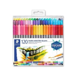 Staedtler 3200 Confezione da 120 pennarelli a doppia punta - Resistenti alla pressione - Colori assortiti
