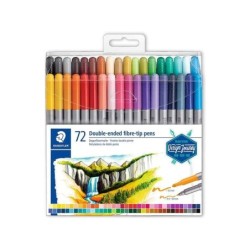 Staedtler 3200 Confezione da 72 pennarelli a doppia punta - resistenti alla pressione - colori assortiti