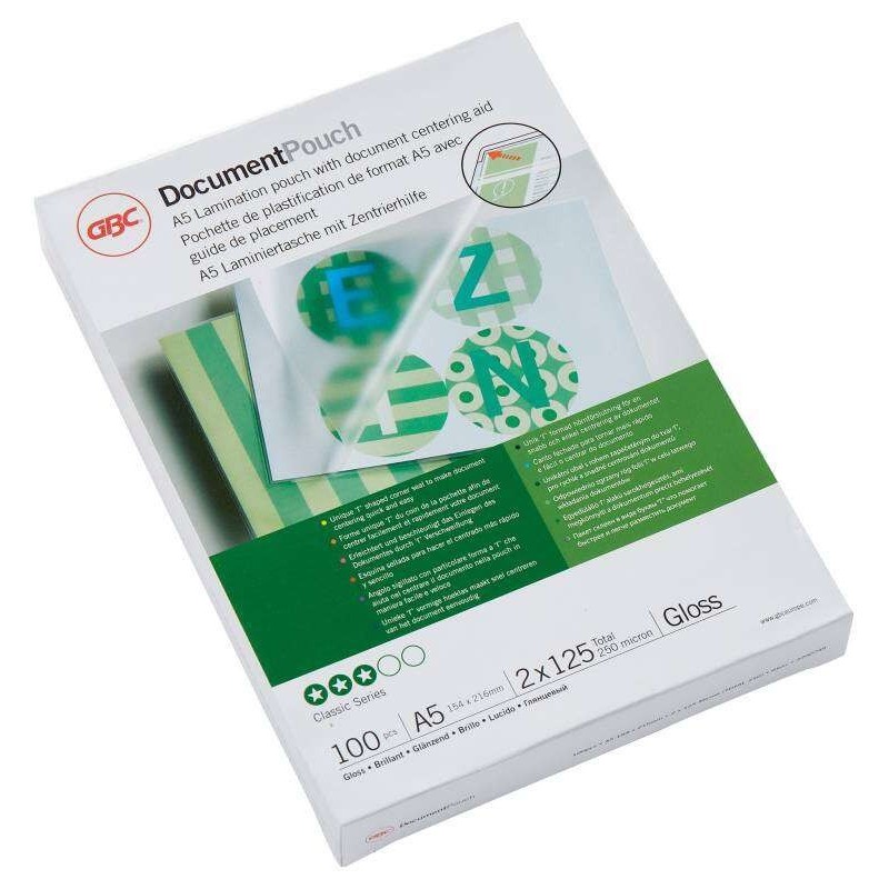 GBC Cartera Plastificacion Documentos A5 2x125 Micras Brillo Transparente 216x303Mm GBC Cartera Plastificacion Documentos A5 2x125 Micras Brillo Transparente 216x303Mm