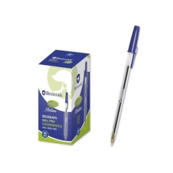 Penna a sfera Bismark - Punta rotonda - Cappuccio e cappuccio colorato inchiostro - Blu 50pz 50pz