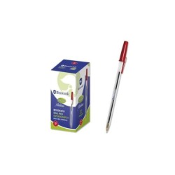 Penna a sfera Bismark - Punta rotonda - Cappuccio e cappuccio colorato inchiostro - Rosso 50pz 50pz