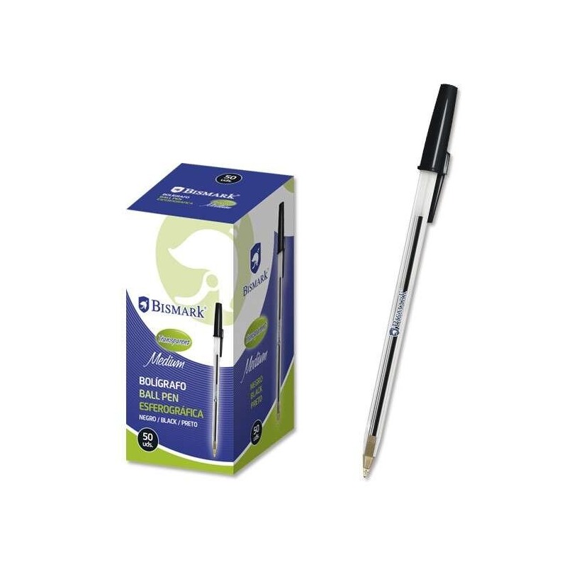 Penna a sfera Bismark - Punta rotonda - Cappuccio e cappuccio colorato inchiostro - Nero 50pz 50pz Penna a sfera Bismark - Punta rotonda - Cappuccio e cappuccio colorato inchiostro - Nero 50pz 50pz
