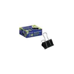 Bismark Pack de 12 Pinzas Sujetapapeles Metalicas de 19mm - Pala Abatible - Color Negro