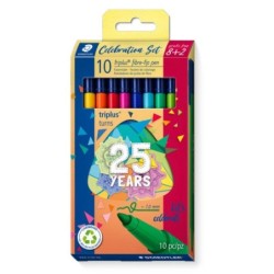 Staedtler Triplus Color 323 Confezione da 10 pennarelli a punta fine - Tratto 1 mm circa - Inchiostro a base acqua - Colori asso