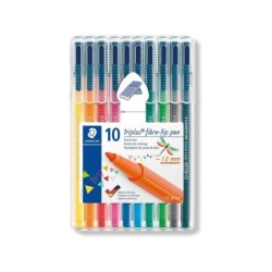Staedtler Triplus Color 323 Confezione da 10 pennarelli a punta fine - Tratto circa 1 mm - Inchiostro a base acqua - Colori asso