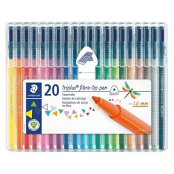 Staedtler Triplus Color 323 Confezione da 20 pennarelli a punta fine - Tratto 1 mm circa - Inchiostro a base acqua - Colori asso