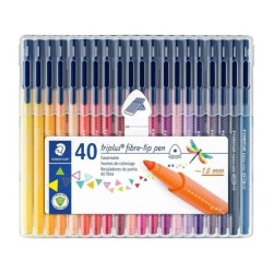 Staedtler Triplus Color 323 Pack de 40 Rotuladores de Punta Fina - Trazo 1mm Aprox - Tinta Base de Agua - Colores Surtidos