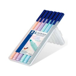 Staedtler Triplus Color 323 Confezione da 6 pennarelli punta fine - Tratto 1 mm circa - Inchiostro a base acqua - Colori assorti