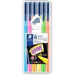 Staedtler Triplus Color 323 Confezione da 6 pennarelli punta fine - Tratto 1 mm circa - Inchiostro a base acqua - Colori assorti