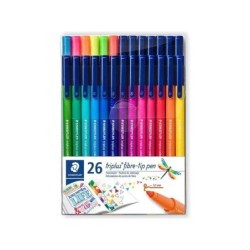 Staedtler Triplus Color 323 Pack de 26 Rotuladores de Punta Fina - Trazo 1mm Aprox - Tinta Base de Agua - Colores Surtidos