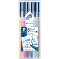 Staedtler Triplus Color 323 Confezione da 6 pennarelli punta fine - Tratto 1 mm circa - Inchiostro a base acqua - Colori assorti
