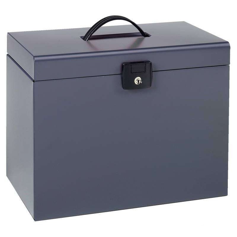 Esselte Maletin Home-Box A4 Metalico - 5 Carpetas - Asa y Cerradura con Llave - Color Gris Antracita Esselte Maletin Home-Box A4 Metalico - 5 Carpetas - Asa y Cerradura con Llave - Color Gris Antracita
