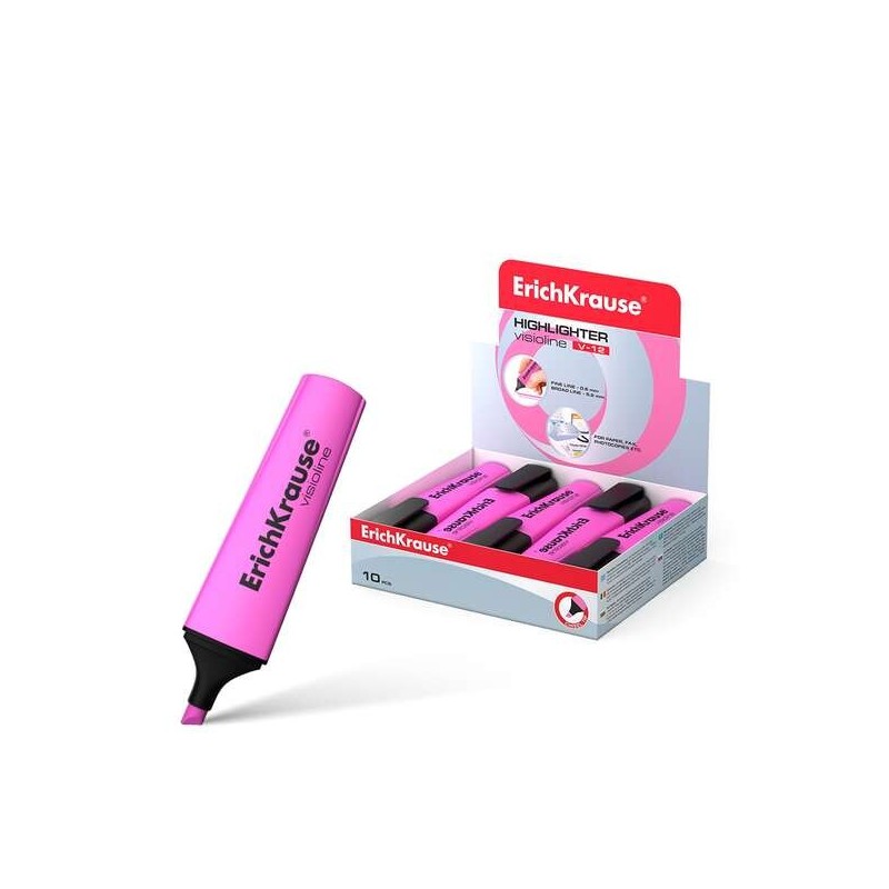 Erichkrause Visioline V-12 - Pennarello per testo con punta a scalpello - Inchiostro fluorescente a base d'acqua - Colore rosa 1 Erichkrause Visioline V-12 - Pennarello per testo con punta a scalpello - Inchiostro fluorescente a base d'acqua - Colore rosa 1