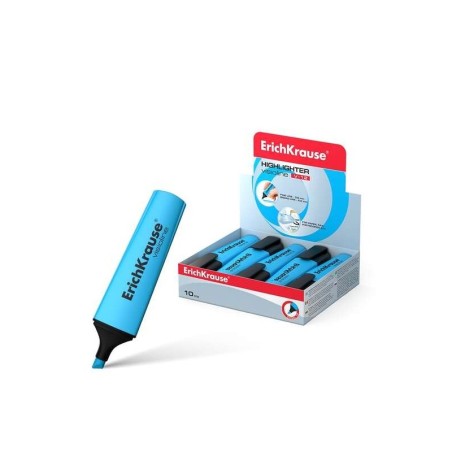 Erichkrause Visioline V-12 - Marcador de Texto con Punta Biselada - Tinta Fluorescente a Base de Agua - Color Azul