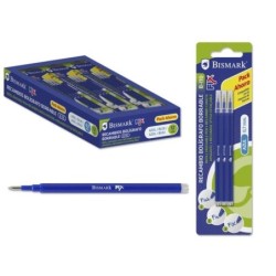 Bismark Fix Confezione da 3 ricariche per penne cancellabili - Punta fine 0,7 mm - Colore blu