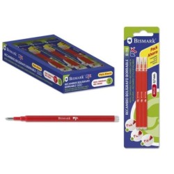 Bismark Fix Confezione da 3 ricariche per penne cancellabili - Punta fine 0,7 mm - Colore rosso