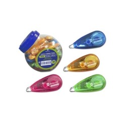 Bismark Mini Cinta Correctora 5mm x 8m - Cuerpo Transparente de Colores