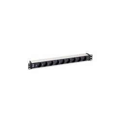 Dotare la multipresa in alluminio di 9 Shucko per il montaggio su rack 19" 1U - Cavo da 1,80 m