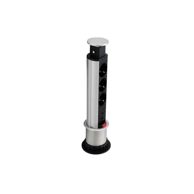 Equipaggia la ciabatta pop-up per tavolo 3 Shuckos + 2 cavi USB - 1,80 m