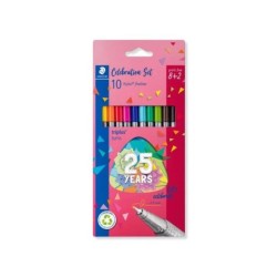 Staedtler Triplus Fineliner 334 Pack de 10 Rotuladores de Punta Fina - Trazo 0.3mm Aprox - Tinta Base de Agua - Colores Surtidos
