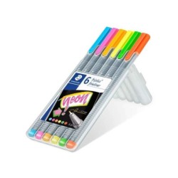 Staedtler Triplus Fineliner 334 Confezione da 6 pennarelli a punta fine - Tratto 0,3 mm circa - Inchiostro a base acqua - Colori
