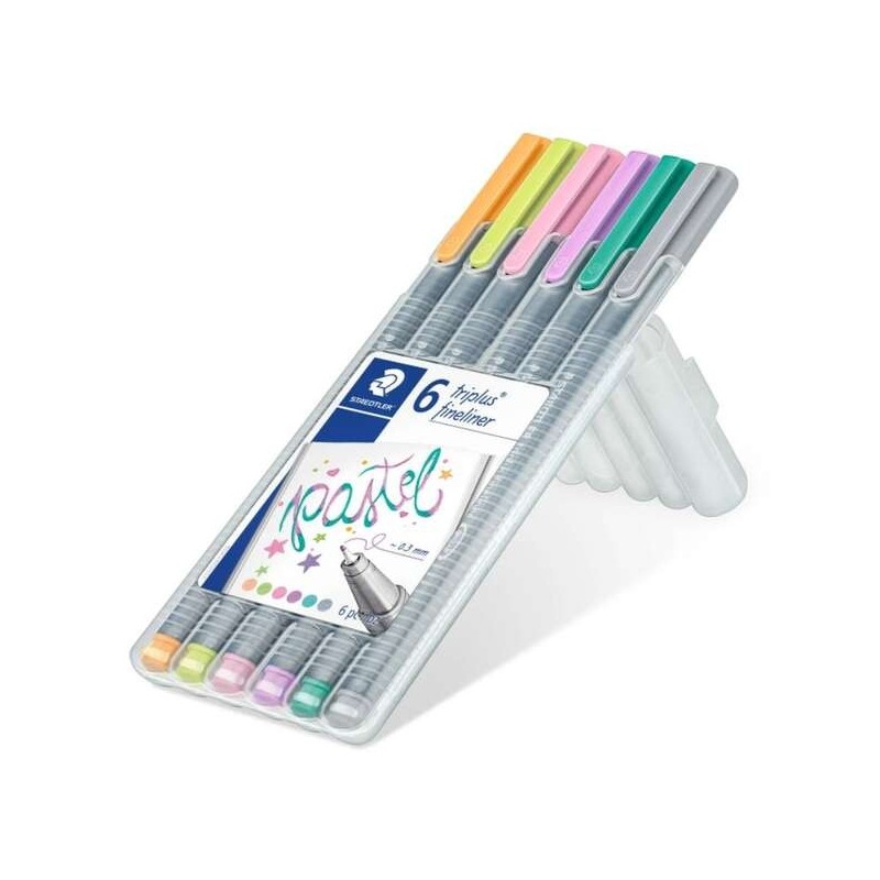 Staedtler Triplus Fineliner 334 Confezione da 6 pennarelli a punta fine - Tratto 0,3 mm circa - Inchiostro a base acqua - Colori Staedtler Triplus Fineliner 334 Confezione da 6 pennarelli a punta fine - Tratto 0,3 mm circa - Inchiostro a base acqua - Colori