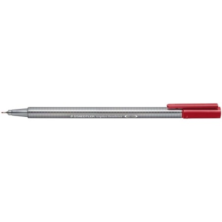 Staedtler Triplus Fineliner 334 Pennarello Punta Fine - Tratto da 0,3 mm - Inchiostro a base d'acqua - Colore carminio scuro 10p