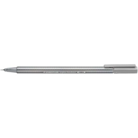 Staedtler Triplus Fineliner 334 Rotulador de Punta Fina - Trazo de 0.3mm - Tinta Base de Agua - Color Gris Plata