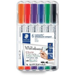 Staedtler Lumocolor 341 Confezione da 6 Pennarelli per Lavagna - Asciugatura Rapida - Colori Assortiti