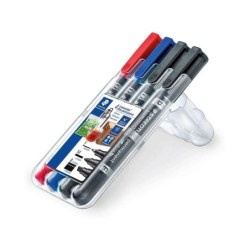 Staedtler Lumocolor 348 Confezione da 4 Pennarelli Indelebili Doppia Punta - Asciugatura Rapida - Colori Assortiti