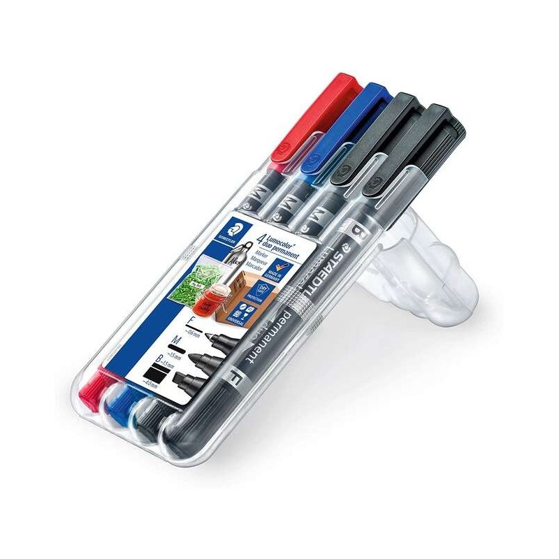 Staedtler Lumocolor 348 Confezione da 4 Pennarelli Indelebili Doppia Punta - Asciugatura Rapida - Colori Assortiti Staedtler Lumocolor 348 Confezione da 4 Pennarelli Indelebili Doppia Punta - Asciugatura Rapida - Colori Assortiti