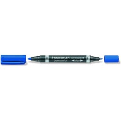 Staedtler Lumocolor 348 Pennarello permanente a doppia punta - Asciugatura rapida - Colore blu 10pz 10pz