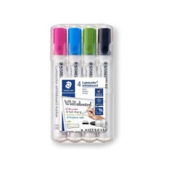 Staedtler Lumocolor 351 Confezione da 4 Pennarelli per Lavagna - Asciugatura Rapida - Colori Assortiti