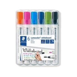Staedtler Lumocolor 351 Confezione da 6 Pennarelli per Lavagna - Asciugatura Rapida - Colori Assortiti