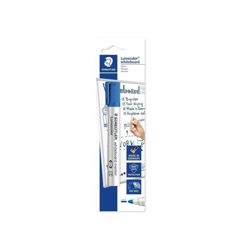 Staedtler Lumocolor 351 Pennarello per lavagna bianca - Tratto da 2 mm - Asciugatura rapida - Ricaricabile - Colore blu Staedtler Lumocolor 351 Pennarello per lavagna bianca - Tratto da 2 mm - Asciugatura rapida - Ricaricabile - Colore blu