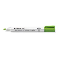 Staedtler Lumocolor 351 Pennarello per lavagna bianca - Punta rotonda - Linea 2 mm - Cappuccio con clip - Colore verde lime 10pz