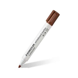 Staedtler Lumocolor 351 Rotulador para Pizarra Blanca - Punta Redonda - Trazo 2mm - Capuchon con Clip - Color Marron