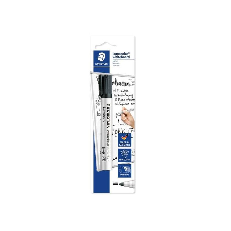 Staedtler Lumocolor 351 Rotulador para Pizarra Blanca - Trazo 2mm - Secado Rapido - Recargable - Color Negro Staedtler Lumocolor 351 Rotulador para Pizarra Blanca - Trazo 2mm - Secado Rapido - Recargable - Color Negro
