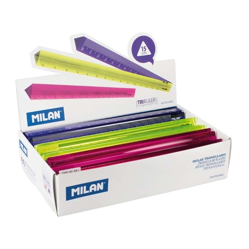 Espositore Milano da 60 Regole Triangolari - Lunghezza 15 cm - Plastica - Colori Assortiti Espositore Milano da 60 Regole Triangolari - Lunghezza 15 cm - Plastica - Colori Assortiti