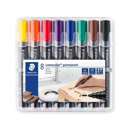 Staedtler Lumocolor 352 Pack de 8 Marcadores Permanentes - Secado Rapido - Colores Surtidos