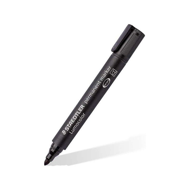 Staedtler Lumocolor 352 Rotulador Permanente - Punta Redonda - Trazo 2mm Aprox - Capuchon con Clip - Secado Rapido - Color Negro Staedtler Lumocolor 352 Rotulador Permanente - Punta Redonda - Trazo 2mm Aprox - Capuchon con Clip - Secado Rapido - Color Negro