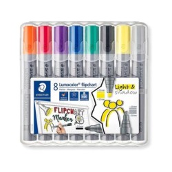 Staedtler Lumocolor Flipchart 356 Confezione da 8 pennarelli permanenti - Inchiostro a base acqua - Colori assortiti