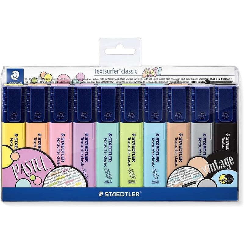 Staedtler Textsurfer Classic 364 Confezione da 10 pennarelli fluorescenti - Asciugatura rapida - Tratto 1 - 5 mm - Colori assort Staedtler Textsurfer Classic 364 Confezione da 10 pennarelli fluorescenti - Asciugatura rapida - Tratto 1 - 5 mm - Colori assort