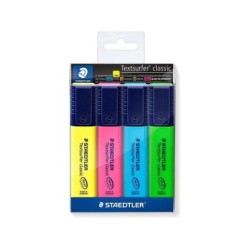 Staedtler Textsurfer Classic 364 Pack de 4 Marcadores Fluorescentes - Secado Rapido - Trazo 1 - 5mm Aprox - Colores Surtidos