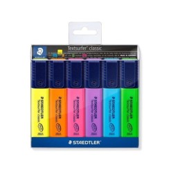 Staedtler Textsurfer Classic 364 Pack de 6 Marcadores Fluorescentes - Secado Rapido - Trazo 1 - 5mm Aprox - Colores Surtidos