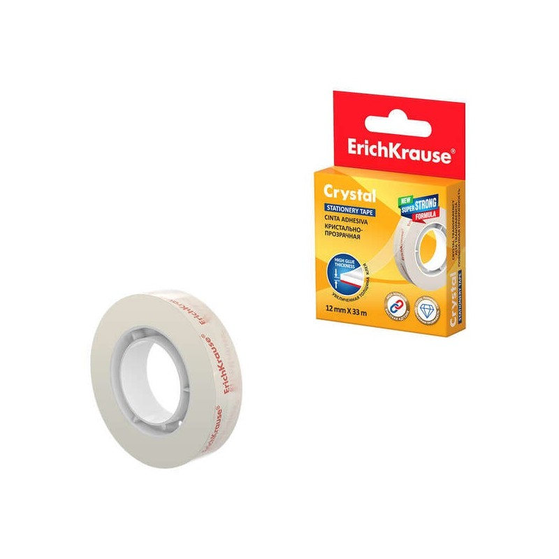 Nastro adesivo Erichkrause Crystal - 12 mm x 33 m - Trasparente Nastro adesivo Erichkrause Crystal - 12 mm x 33 m - Trasparente