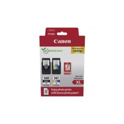 Canon Ecopack PG560XL Negro + CL561XL Color Pack de 2 Cartuchos de Tinta Originales - 50 Hojas de Papel Fotografico - 3712C008