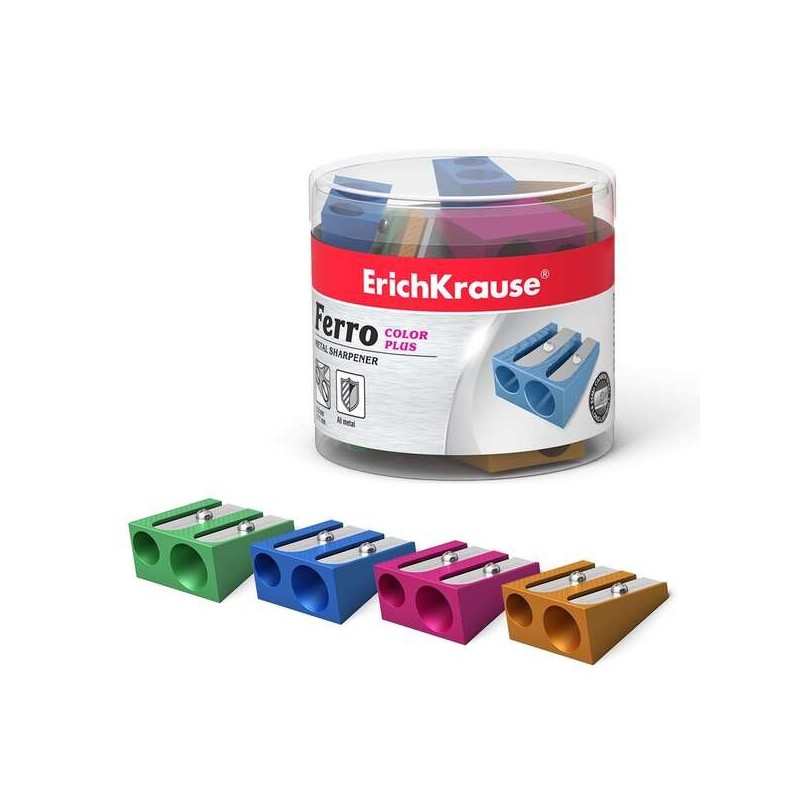 Erichkrause Ferro Color Plus - Sacapuntas Doble de Aluminio - Agarre Ergonomico - 8mm y 11mm de Diametro - Color Surtido Erichkrause Ferro Color Plus - Sacapuntas Doble de Aluminio - Agarre Ergonomico - 8mm y 11mm de Diametro - Color Surtido