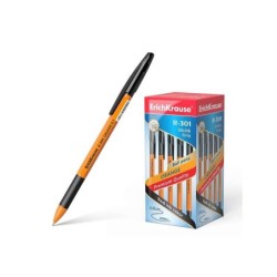 Erichkrause Boligrafo R-301 Stick&Grip 0.7 - Cuerpo Naranja con Agarre de Goma - Tinta de Secado Rapido - Color Negro